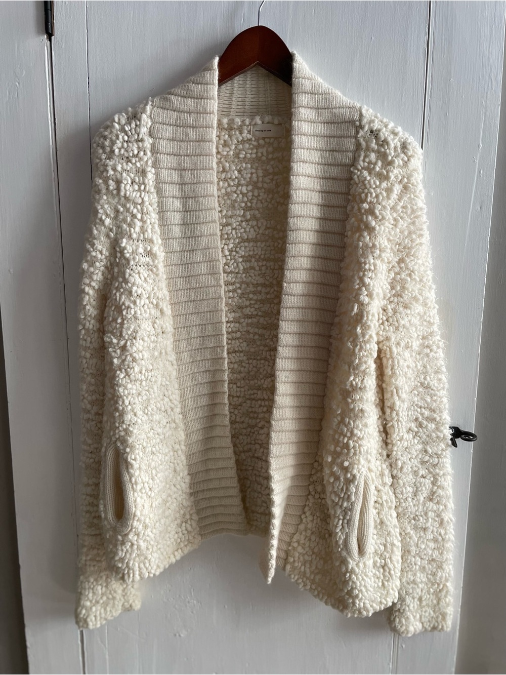 Anthropologie Sleeping On Snow Bouclé Open-Front Blanket Cardigan Sweater